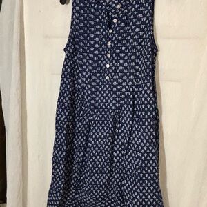 Sonoma Blue and White Sleeveless Halter Sundress